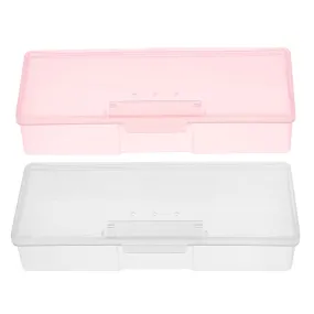 1PC Plastic Nail Supplies Tools Storage Box Rectangle Nail Art Studs Brushes Tools Holder Case Pink/White Transparent