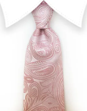 Blush Pink and Rose Gold Paisley Extra Long Tie - 3XL