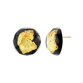 Gold & Honey Gold Leaf Faceted Studs in Black