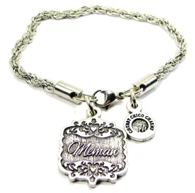 Memaw Victorian Scroll Rope Chain Bracelet