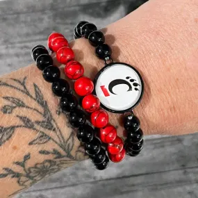 UC Bearcats Red & Black Stretch Bracelet Set